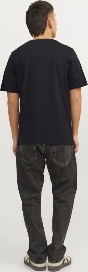 Jack & Jones CORP Logo T-Shirt Black w Small Black Print - T-shirts - T-shirts Homem Tamanhos Grandes