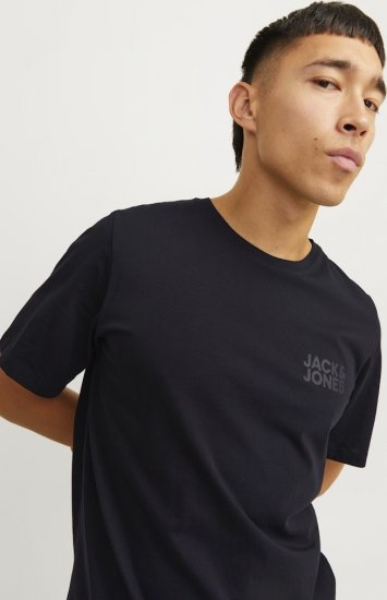Jack & Jones CORP Logo T-Shirt Black w Small Black Print - T-shirts - T-shirts Homem Tamanhos Grandes