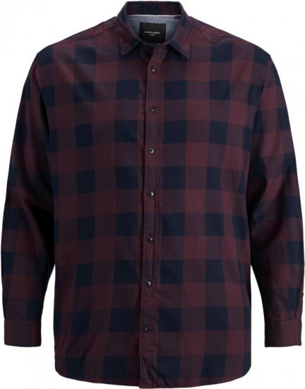 Jack & Jones Gingham L/S Shirt Dark Red - Camisas - Camisas Homem Tamanhos Grandes