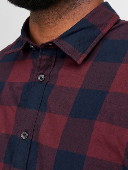 Jack & Jones Gingham L/S Shirt Dark Red - Camisas - Camisas Homem Tamanhos Grandes