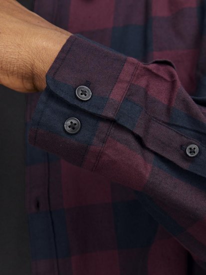 Jack & Jones Gingham L/S Shirt Dark Red - Camisas - Camisas Homem Tamanhos Grandes