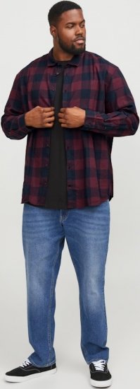 Jack & Jones Gingham L/S Shirt Dark Red - Camisas - Camisas Homem Tamanhos Grandes