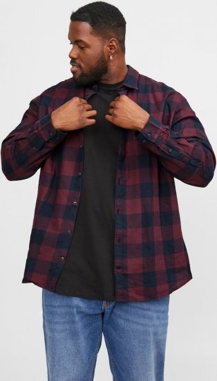 Jack & Jones Gingham L/S Shirt Dark Red - Camisas - Camisas Homem Tamanhos Grandes