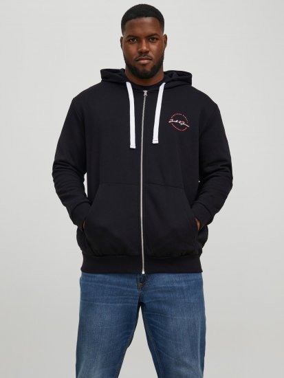 Jack & Jones JJSTAMP ZIP Hoodie Black - Sweatshirts & hoodies - Sweatshirt & Camisolas com Capuz tamanhos grandes