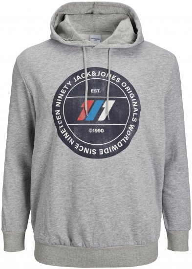 Jack & Jones JORNATE SWEAT Hoodie Grey - Sweatshirts & hoodies - Sweatshirt & Camisolas com Capuz tamanhos grandes