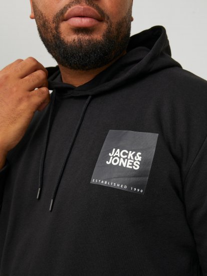 Jack & Jones JJLOCK SWEAT HOOD Black - Sweatshirts & hoodies - Sweatshirt & Camisolas com Capuz tamanhos grandes
