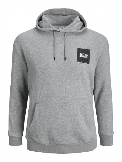 Jack & Jones JJLOCK SWEAT HOOD Grey - Sweatshirts & hoodies - Sweatshirt & Camisolas com Capuz tamanhos grandes
