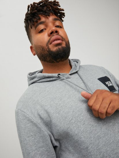 Jack & Jones JJLOCK SWEAT HOOD Grey - Sweatshirts & hoodies - Sweatshirt & Camisolas com Capuz tamanhos grandes