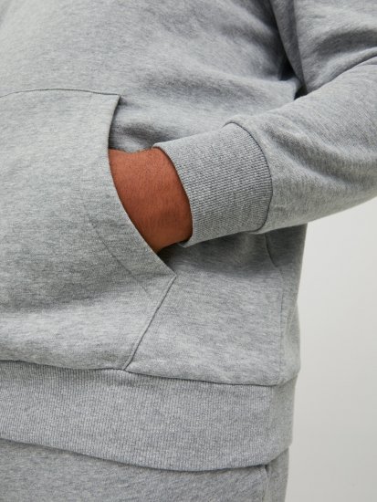 Jack & Jones JJLOCK SWEAT HOOD Grey - Sweatshirts & hoodies - Sweatshirt & Camisolas com Capuz tamanhos grandes