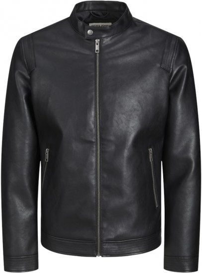 Jack & Jones Rocky Urban Rider Leather Jacket Black - Casacos - Casacos Homem Tamanhos Grandes