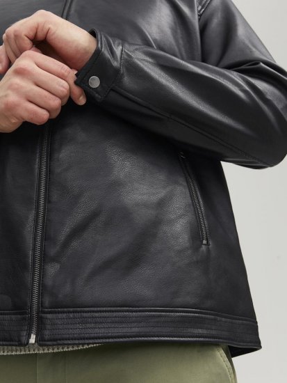 Jack & Jones Rocky Urban Rider Leather Jacket Black - Casacos - Casacos Homem Tamanhos Grandes