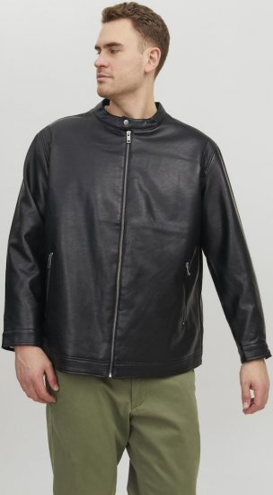 Jack & Jones Rocky Urban Rider Leather Jacket Black - Casacos - Casacos Homem Tamanhos Grandes