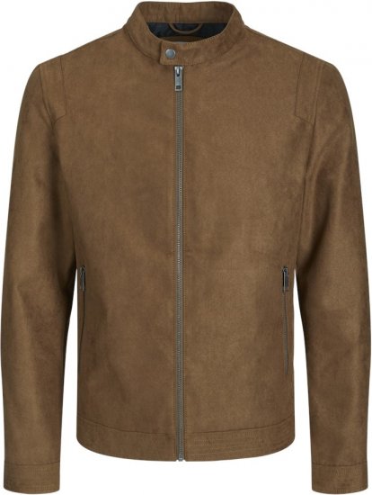 Jack & Jones Rocky Urban Rider Leather Jacket Brown - Casacos - Casacos Homem Tamanhos Grandes