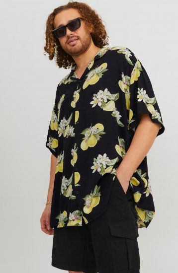 Jack & Jones JORLUKE FLORES Resort Shirt Black - Camisas - Camisas Homem Tamanhos Grandes