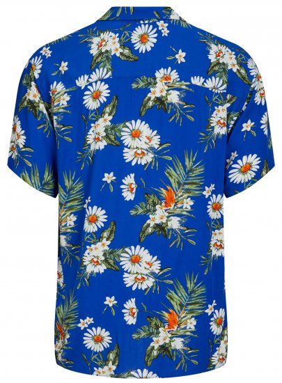 Jack & Jones JORLUKE FLORES Resort Shirt Nautical Blue - Camisas - Camisas Homem Tamanhos Grandes