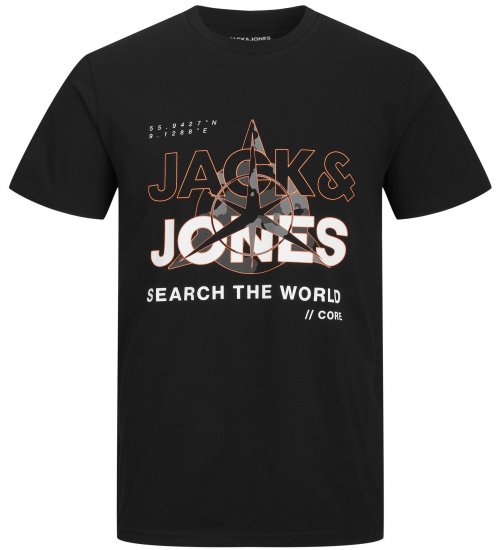 Jack & Jones JCOHUNT T-Shirt Black - T-shirts - T-shirts Homem Tamanhos Grandes