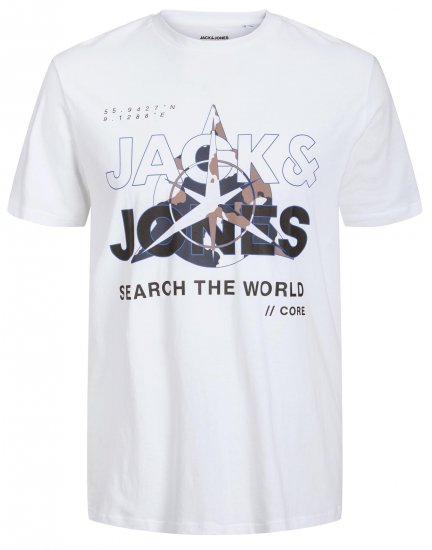 Jack & Jones JCOHUNT T-Shirt White - T-shirts - T-shirts Homem Tamanhos Grandes