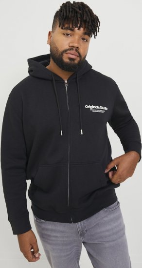 Jack & Jones ESTERBRO Zip Hoodie Black - Sweatshirts & hoodies - Sweatshirt & Camisolas com Capuz tamanhos grandes