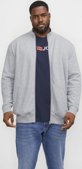 Jack & Jones PAULOS Turtleneck Zip Sweatshirt Light Grey Melange - Sweatshirts & hoodies - Sweatshirt & Camisolas com Capuz tamanhos grandes