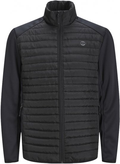 Jack & Jones MULTI SET-IN Sleeves Quilted Jacket With Collar Black - Casacos - Casacos Homem Tamanhos Grandes