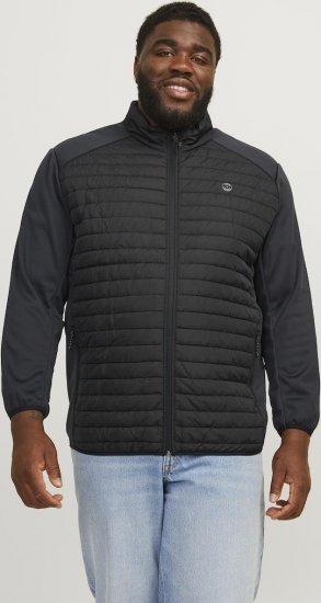 Jack & Jones MULTI SET-IN Sleeves Quilted Jacket With Collar Black - Casacos - Casacos Homem Tamanhos Grandes