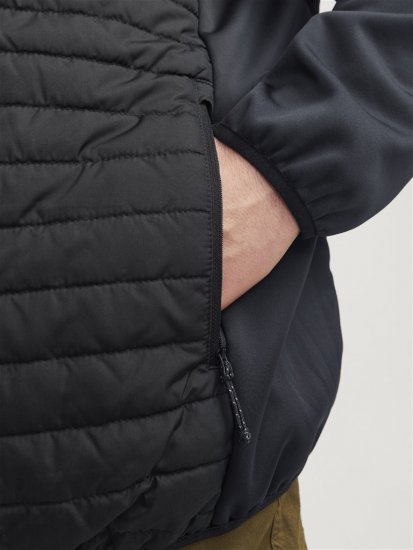 Jack & Jones MULTI SET-IN Sleeves Quilted Jacket With Collar Black - Casacos - Casacos Homem Tamanhos Grandes