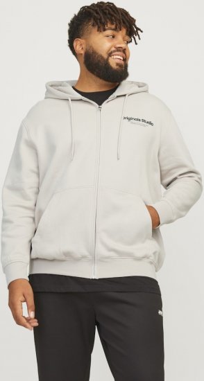 Jack & Jones ESTERBRO Zip Hoodie Light Grey - Sweatshirts & hoodies - Sweatshirt & Camisolas com Capuz tamanhos grandes