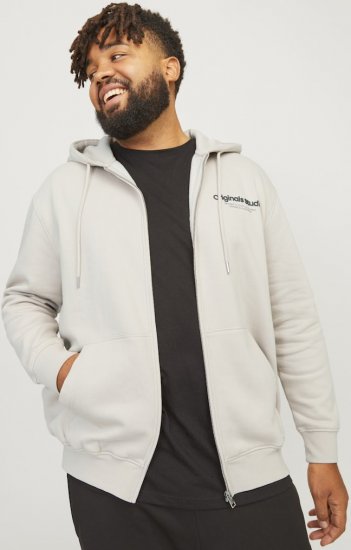 Jack & Jones ESTERBRO Zip Hoodie Light Grey - Sweatshirts & hoodies - Sweatshirt & Camisolas com Capuz tamanhos grandes