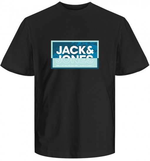 Jack & Jones JCOLOGAN SUMMER PRINT T-Shirt Black - T-shirts - T-shirts Homem Tamanhos Grandes