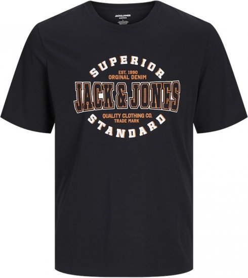 Jack & Jones LOGO O-Neck T-Shirt Black - T-shirts - T-shirts Homem Tamanhos Grandes