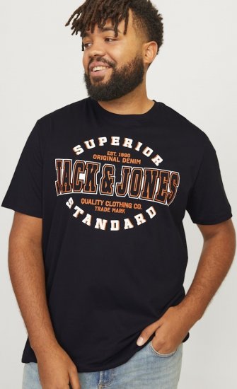 Jack & Jones LOGO O-Neck T-Shirt Black - T-shirts - T-shirts Homem Tamanhos Grandes