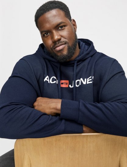 Jack & Jones CORP OLD LOGO REG FIT Hoodie Navy Blazer - Sweatshirts & hoodies - Sweatshirt & Camisolas com Capuz tamanhos grandes