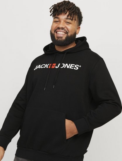 Jack & Jones CORP OLD LOGO REG FIT Hoodie Black - Sweatshirts & hoodies - Sweatshirt & Camisolas com Capuz tamanhos grandes
