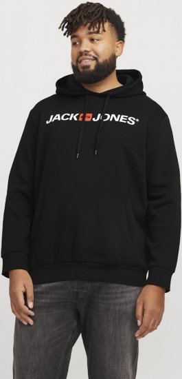 Jack & Jones CORP OLD LOGO REG FIT Hoodie Black - Sweatshirts & hoodies - Sweatshirt & Camisolas com Capuz tamanhos grandes