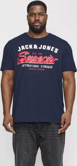 Jack & Jones LOGO O-Neck T-Shirt Dark Blue - T-shirts - T-shirts Homem Tamanhos Grandes