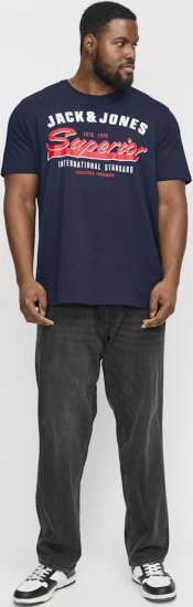 Jack & Jones LOGO O-Neck T-Shirt Dark Blue - T-shirts - T-shirts Homem Tamanhos Grandes