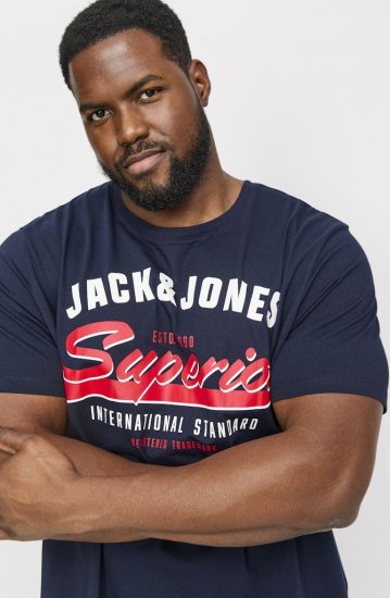 Jack & Jones LOGO O-Neck T-Shirt Dark Blue - T-shirts - T-shirts Homem Tamanhos Grandes