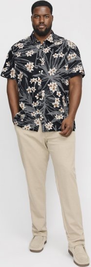 Jack & Jones Hawaii AOP Shirt Black - Camisas - Camisas Homem Tamanhos Grandes