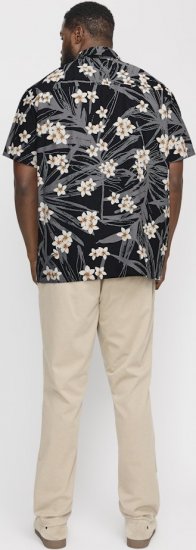 Jack & Jones Hawaii AOP Shirt Black - Camisas - Camisas Homem Tamanhos Grandes