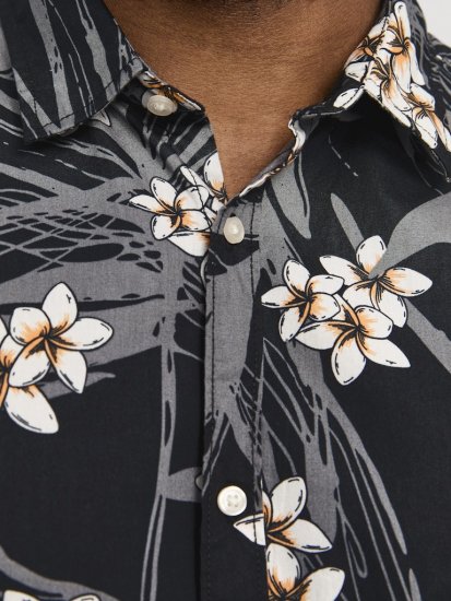 Jack & Jones Hawaii AOP Shirt Black - Camisas - Camisas Homem Tamanhos Grandes