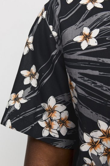 Jack & Jones Hawaii AOP Shirt Black - Camisas - Camisas Homem Tamanhos Grandes