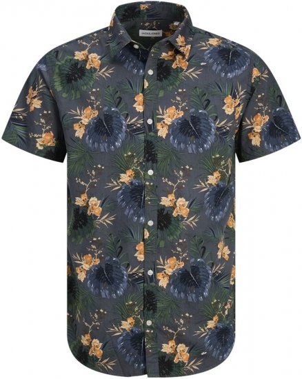 Jack & Jones Hawaii AOP Shirt Grey - Camisas - Camisas Homem Tamanhos Grandes