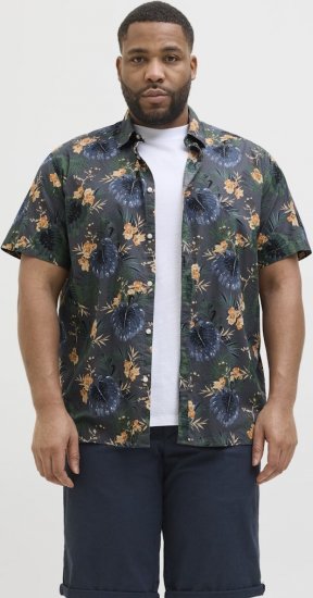 Jack & Jones Hawaii AOP Shirt Grey - Camisas - Camisas Homem Tamanhos Grandes