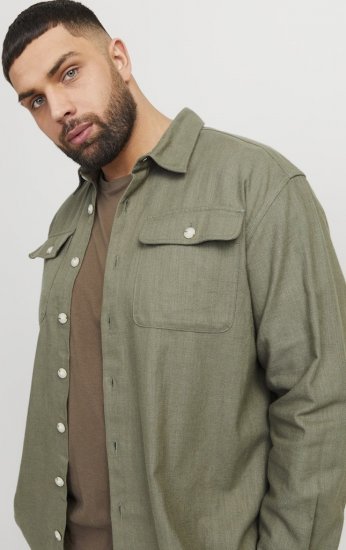 Jack & Jones Raymond Spring Long Sleeve Overshirt Green - Camisas - Camisas Homem Tamanhos Grandes