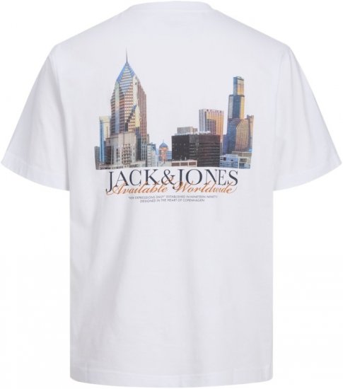 Jack & Jones Boston Photo Crew Neck T-Shirt Bright White - T-shirts - T-shirts Homem Tamanhos Grandes