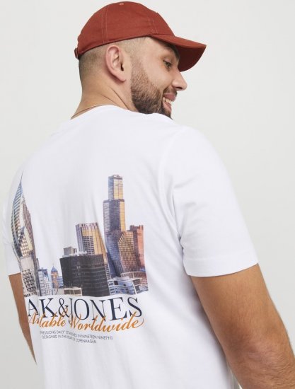 Jack & Jones Boston Photo Crew Neck T-Shirt Bright White - T-shirts - T-shirts Homem Tamanhos Grandes