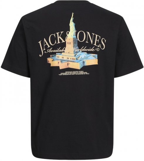 Jack & Jones Boston Photo Crew Neck T-Shirt Black - T-shirts - T-shirts Homem Tamanhos Grandes