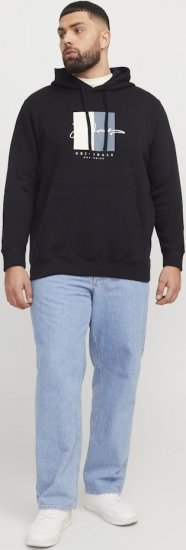 Jack & Jones Frederiksberg Box Script Hoodie Black - Sweatshirts & hoodies - Sweatshirt & Camisolas com Capuz tamanhos grandes