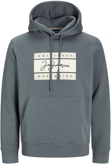 Jack & Jones Frederiksberg Box Script Hoodie Grey - Sweatshirts & hoodies - Sweatshirt & Camisolas com Capuz tamanhos grandes