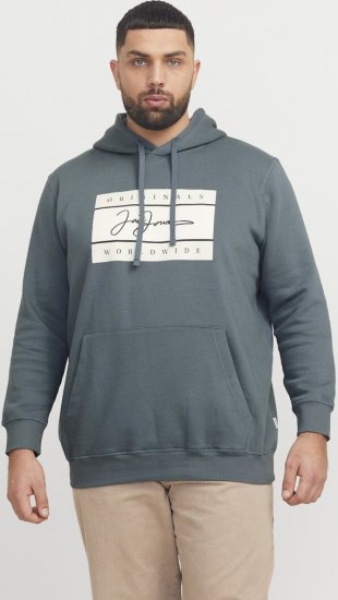 Jack & Jones Frederiksberg Box Script Hoodie Grey - Sweatshirts & hoodies - Sweatshirt & Camisolas com Capuz tamanhos grandes
